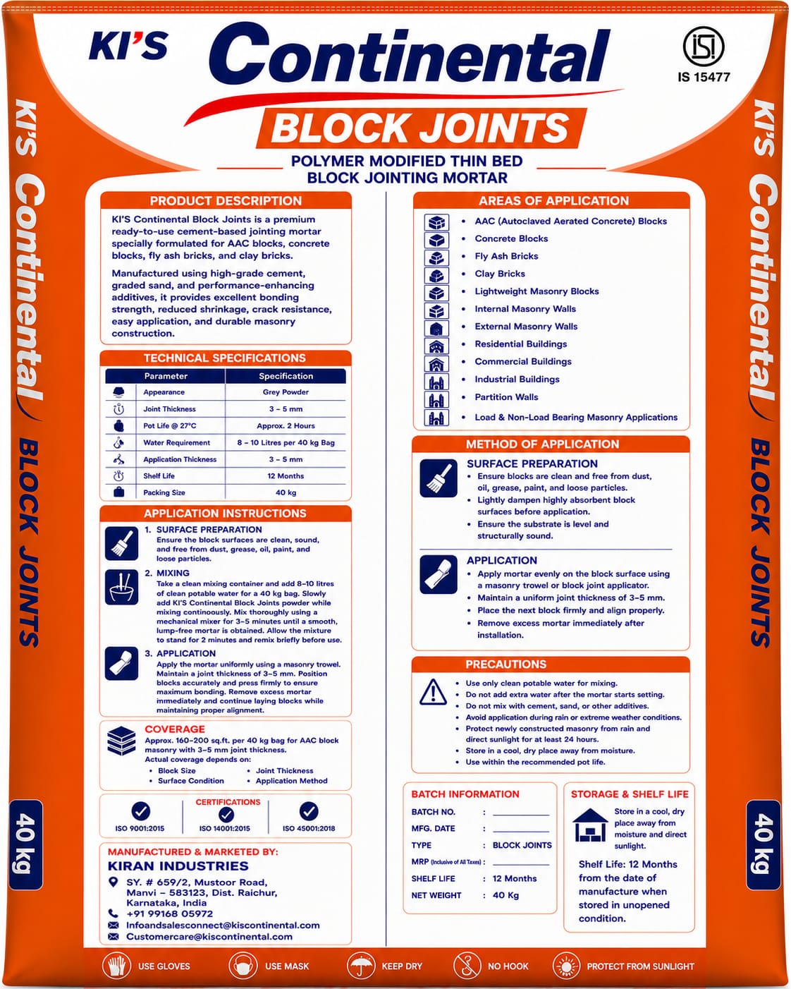 Continental Block Joint Mortar — Back